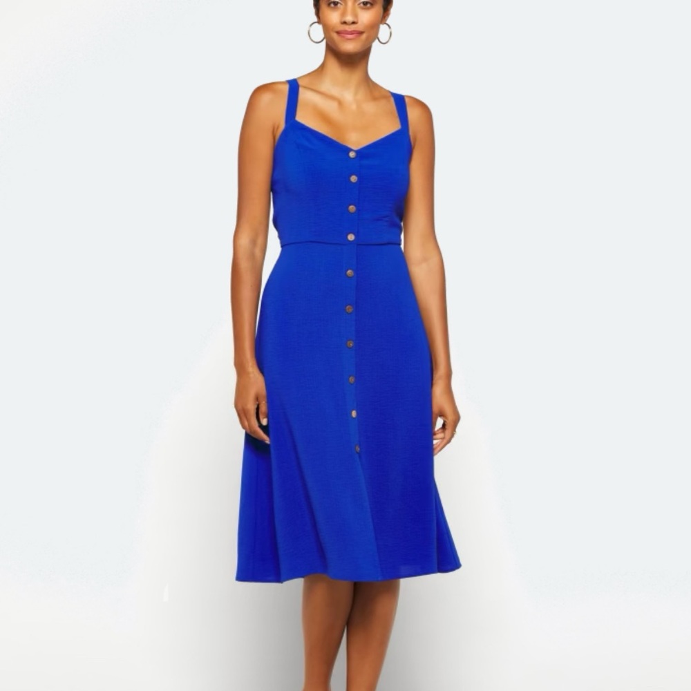 Fortune + Ivy XL Cobalt Blue Sleeveless A-Line Midi Dress